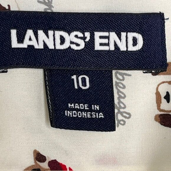 Lands' End Supima Cotton L/S Printed Dog Shirt - Ivory/Brn/Tan/Red - 10 - Picture 10 of 12